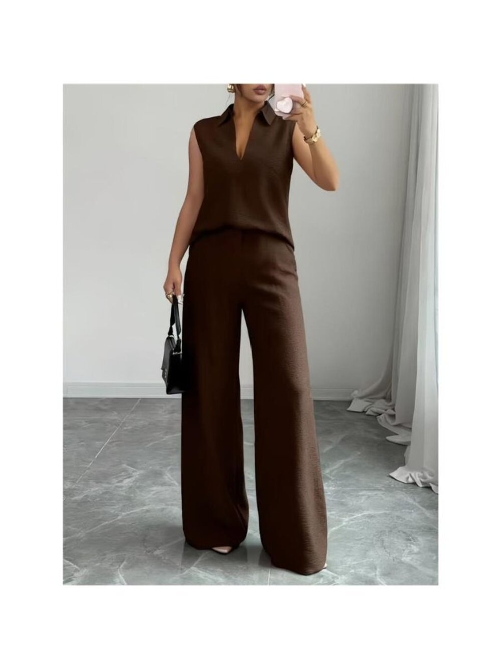 Sleeveless Top and Wide Leg Pants Set